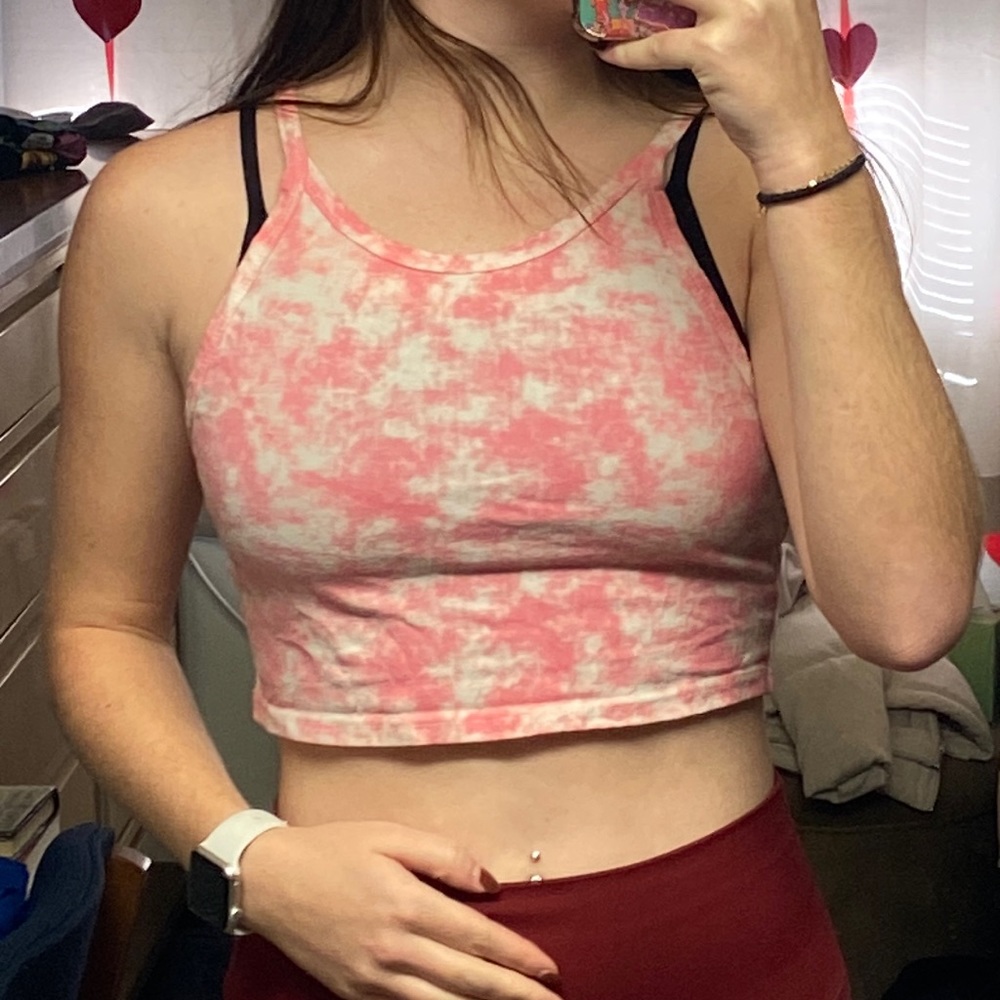 Pink tie-dye crop top